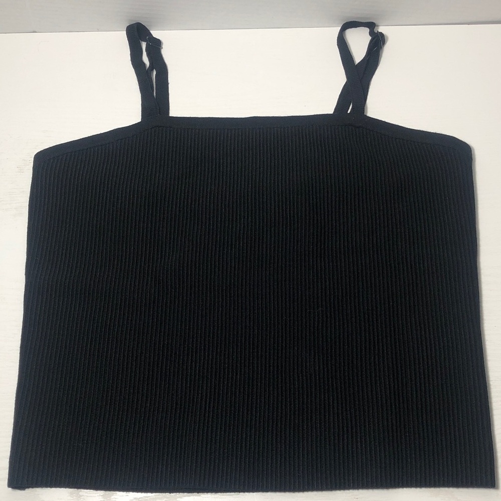 Old Navy Black Rib-Knit Snug Fitted Tank Top Women's Size XL New